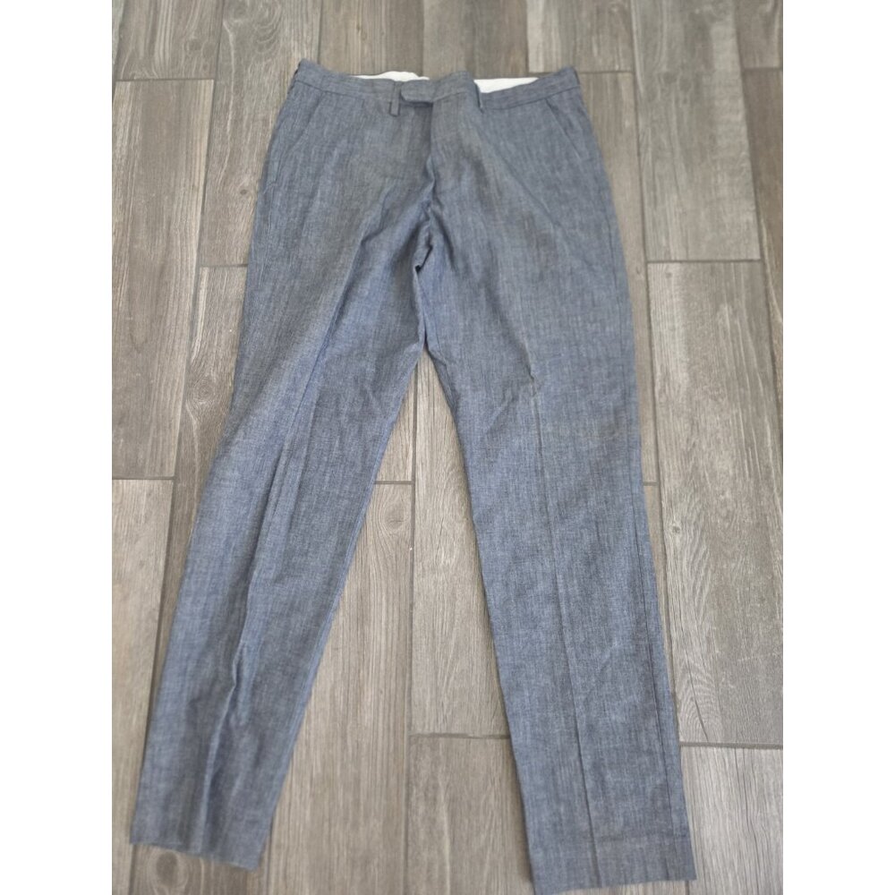 J. Crew Denim Chambray Slim Fit Flat Front Pants Size 33X32. New With Defect.
